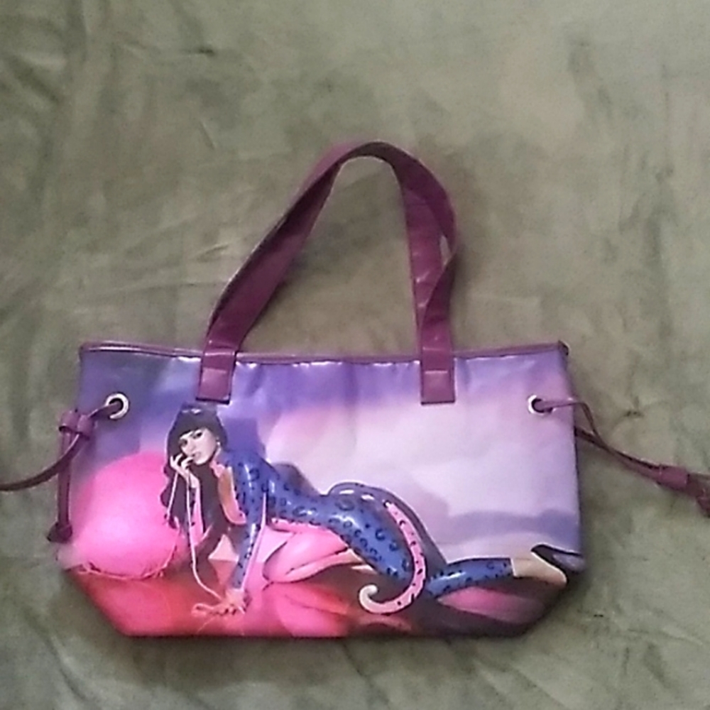 Katy Perry cat suit purple hand bag purse